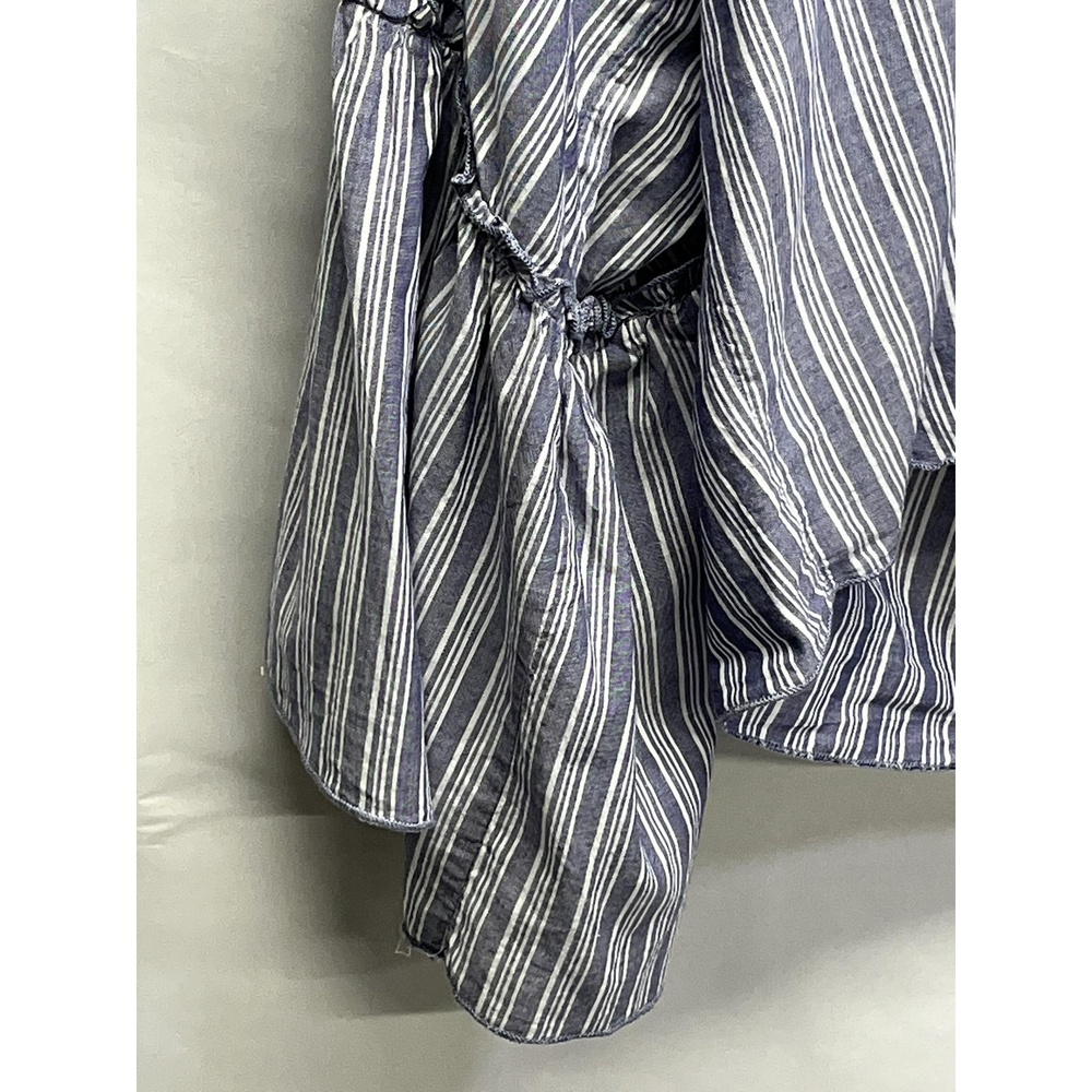 Lavender Field Boho Blue White Womens Tie Front Blouse Bell Sleeve Medium - Picture 4 of 10